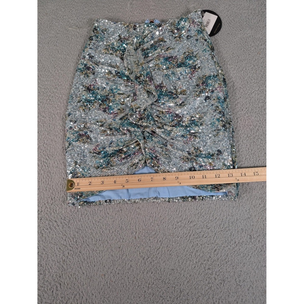 Nookie Forever Skirt Womens Small Blue Sequin Ruched Party Mini Dressy New - Picture 14 of 16
